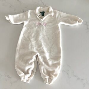 Vintage The Children’s Place Baby Fleece One Piece | 18M Cream Romper